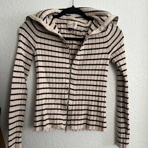 Striped Cream and Black Women's Sweater